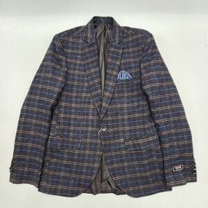 BOSS MENS PLAID SPORT COAT NWT 44 NAVY BLUE